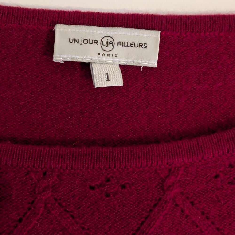 Un jour Ailleurs Red 100% Cashmere Sweater - Picture 5 of 5